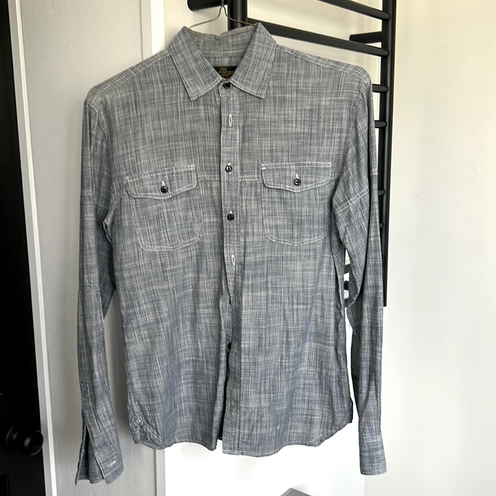 The Cockpit USA Mens Dress Shirt Blue Vintage heritage Military Western Inspired